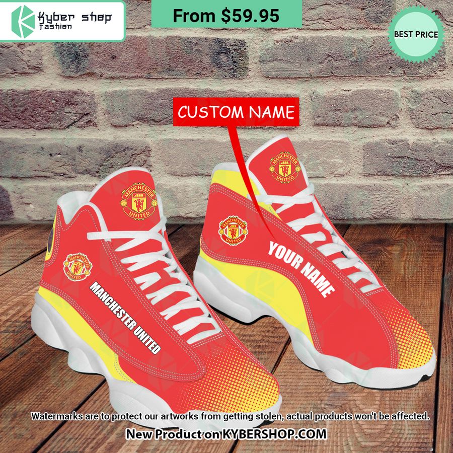 Manchester United Custom Name Red Air Jordan 13 Shoes