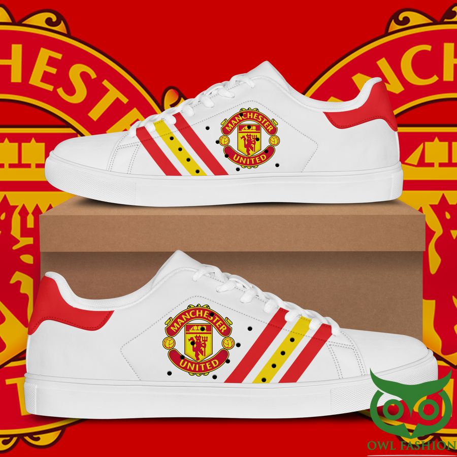 Manchester United Team Logo Red Yellow Stan Smith Shoes