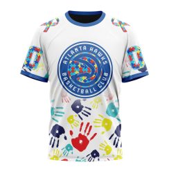 NBA Atlanta Hawks Custom Name Number Autism Awareness Hands T-Shirt