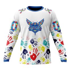 NBA Charlotte Hornets Custom Name Number Autism Awareness Hands Sweatshirt