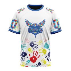 NBA Charlotte Hornets Custom Name Number Autism Awareness Hands T-Shirt
