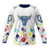 NBA Chicago Bulls Custom Name Number Autism Awareness Hands Sweatshirt