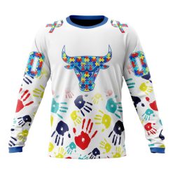 NBA Chicago Bulls Custom Name Number Autism Awareness Hands Sweatshirt