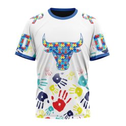 NBA Chicago Bulls Custom Name Number Autism Awareness Hands T-Shirt
