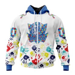 NBA Dallas Mavericks Custom Name Number Autism Awareness Hands Zip Up Hoodie