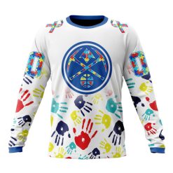 NBA Denver Nuggets Custom Name Number Autism Awareness Hands Sweatshirt