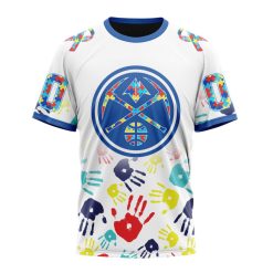 NBA Denver Nuggets Custom Name Number Autism Awareness Hands T-Shirt