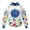 NBA Detroit Pistons Custom Name Number Autism Awareness Hands Pullover Hoodie