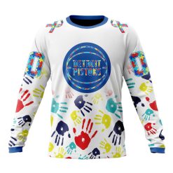 NBA Detroit Pistons Custom Name Number Autism Awareness Hands Sweatshirt