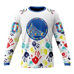 NBA Golden State Warriors Custom Name Number Autism Awareness Hands Sweatshirt