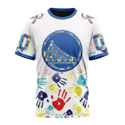 NBA Golden State Warriors Custom Name Number Autism Awareness Hands T-Shirt