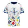 NBA Houston Rockets Custom Name Number Autism Awareness Hands T-Shirt