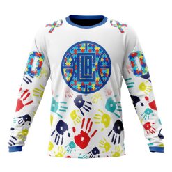 NBA Los Angeles Clippers Custom Name Number Autism Awareness Hands Sweatshirt