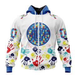 NBA Los Angeles Clippers Custom Name Number Autism Awareness Hands Zip Up Hoodie