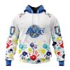 NBA Los Angeles Lakers Custom Name Number Autism Awareness Hands Pullover Hoodie