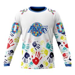 NBA Los Angeles Lakers Custom Name Number Autism Awareness Hands Sweatshirt
