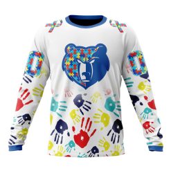 NBA Memphis Grizzlies Custom Name Number Autism Awareness Hands Sweatshirt