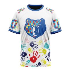 NBA Memphis Grizzlies Custom Name Number Autism Awareness Hands T-Shirt