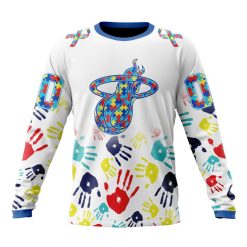 NBA Miami Heat Custom Name Number Autism Awareness Hands Sweatshirt