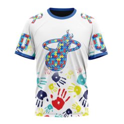 NBA Miami Heat Custom Name Number Autism Awareness Hands T-Shirt