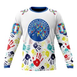 NBA Minnesota Timberwolves Custom Name Number Autism Awareness Hands Sweatshirt