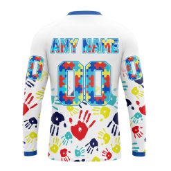 Alternative view of NBA Minnesota Timberwolves Custom Name Number Autism Awareness Hands Sweatshirt