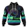 NBA Minnesota Timberwolves Custom Name Number Northern Lights Pullover Hoodie