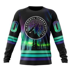 NBA Minnesota Timberwolves Custom Name Number Northern Lights Sweatshirt