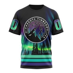 NBA Minnesota Timberwolves Custom Name Number Northern Lights T-Shirt
