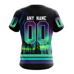 Alternative view of NBA Minnesota Timberwolves Custom Name Number Northern Lights T-Shirt