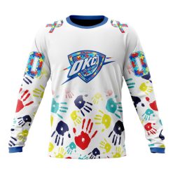 NBA Oklahoma City Thunder Custom Name Number Autism Awareness Hands Sweatshirt