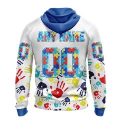 Alternative view of NBA Orlando Magic Custom Name Number Autism Awareness Hands Zip Up Hoodie