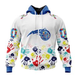 NBA Orlando Magic Custom Name Number Autism Awareness Hands Zip Up Hoodie