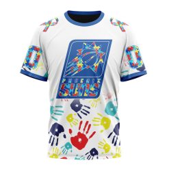 NBA Phoenix Suns Custom Name Number Autism Awareness Hands T-Shirt