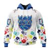 NBA Sacramento Kings Custom Name Number Autism Awareness Hands Pullover Hoodie
