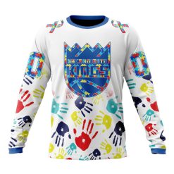 NBA Sacramento Kings Custom Name Number Autism Awareness Hands Sweatshirt