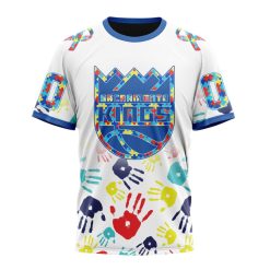 NBA Sacramento Kings Custom Name Number Autism Awareness Hands T-Shirt
