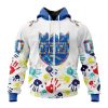NBA Sacramento Kings Custom Name Number Autism Awareness Hands Zip Up Hoodie