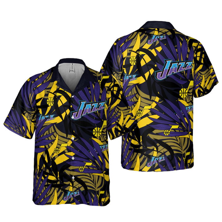 NBA Utah Jazz Tropical Palm Leaves Hawaiian Shirt