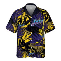 Alternative view of NBA Utah Jazz Tropical Palm Leaves Hawaiian Shirt