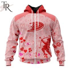 NHL Anaheim Ducks Custom Name x2 Date Valentine Zip Up Hoodie