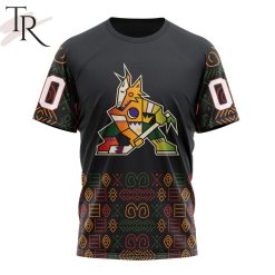 NHL Arizona Coyotes Custom Name Number Black History Month T-Shirt