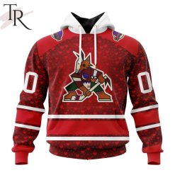NHL Arizona Coyotes Custom Name Number Valentine Gift Pullover Hoodie