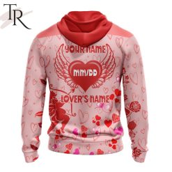 Alternative view of NHL Arizona Coyotes Custom Name x2 Date Valentine Pullover Hoodie