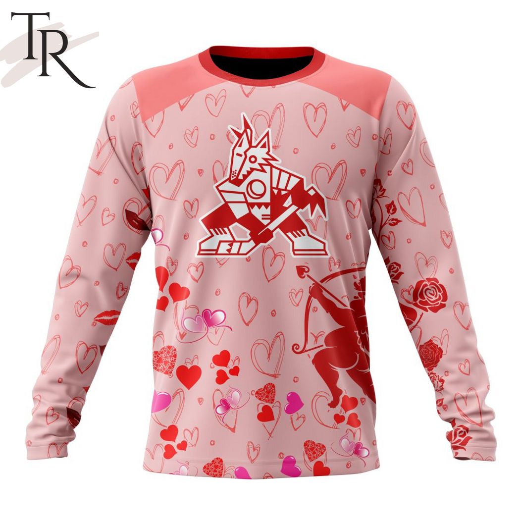NHL Arizona Coyotes Custom Name x2 Date Valentine Sweatshirt