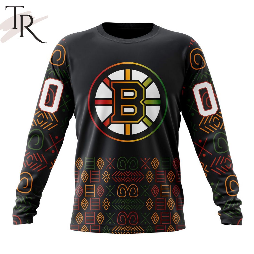 NHL Boston Bruins Custom Name Number Black History Month Sweatshirt