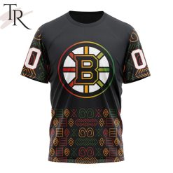 NHL Boston Bruins Custom Name Number Black History Month T-Shirt