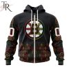 NHL Boston Bruins Custom Name Number Black History Month Zip Up Hoodie