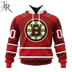 NHL Boston Bruins Custom Name Number Valentine Gift Pullover Hoodie