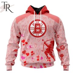NHL Boston Bruins Custom Name x2 Date Valentine Pullover Hoodie